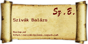 Szivák Balázs névjegykártya
